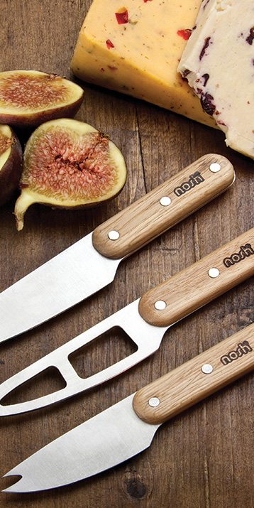 Nosh 3pc Oak Handled Cheese Knife Set Nosh 3pc Oak Handled Cheese Knife Set